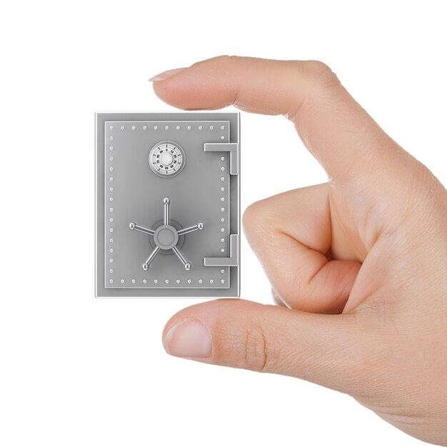 A visual representation of a Proof-of-Stake system with digital hands placing coins in a vault labeled 