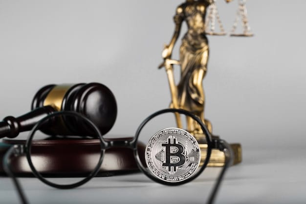 A gavel sitting on a stack of documents with the SEC logo, emphasizing the regulatory authority of the SEC over cryptocurrency exchanges. Focus on the gavel and the SEC logo.