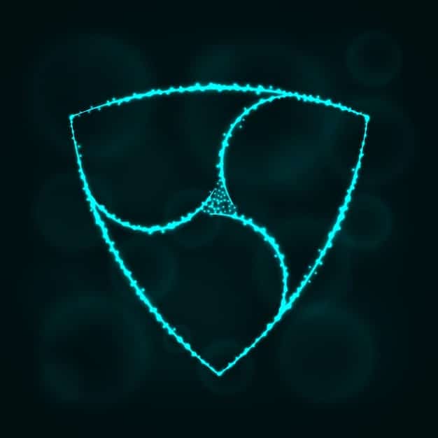A digital shield icon overlaid on a network of interconnected nodes, representing secure data flow and cybersecurity measures for cryptocurrency businesses, emphasizing data protection and privacy compliance.