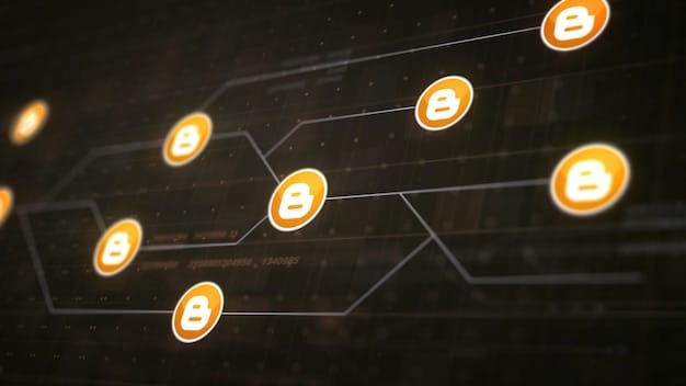A visual representation of the Bitcoin network congested with transactions represented as small data packets, highlighting the factors increasing the transaction fees.